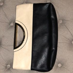 The Limited Black & white clutch